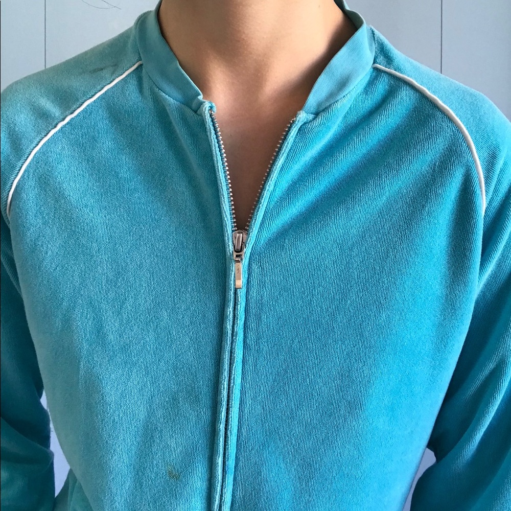90s Blue Velour Track Jacket